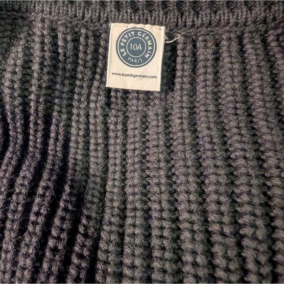 Kids Le Petite Germain Paris Navy Blue Cable Knit Sweater Cardigan, Size 10 - Picture 7 of 9